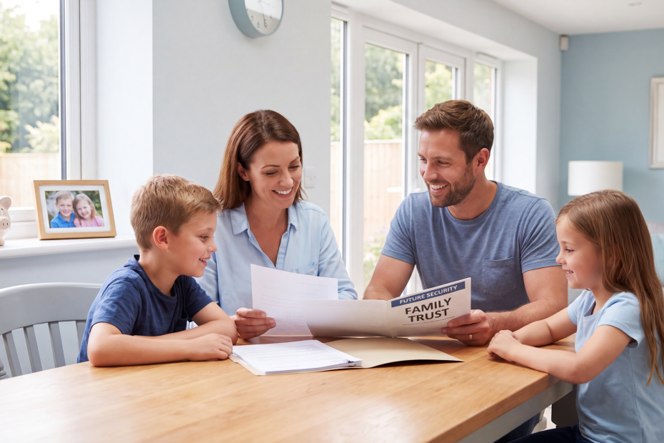 Parents planning a trust to protect their children's inheritance and financial future.