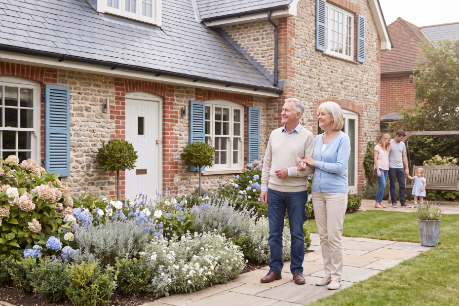 Couple reviewing estate-planning documents to protect their family home and their children's inheritance.